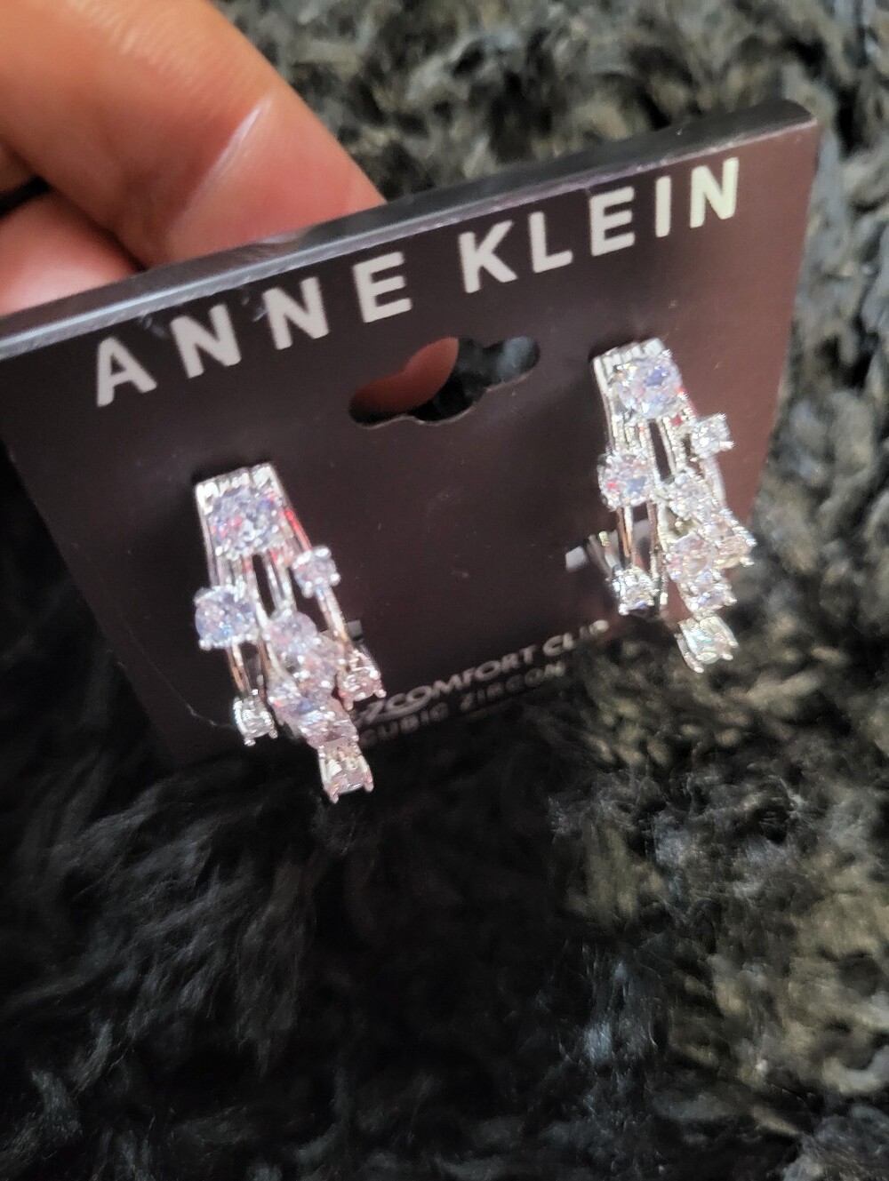 Anne Klein Silver Crystal Drop Earrings
